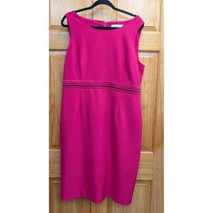 Kasper Hot Pink Size 16 Sheath Fully Lined Sleeveless Dress